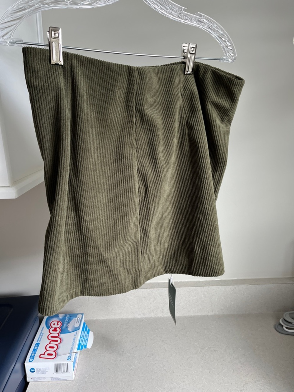 Olive Green Ribbed Mini Skort
